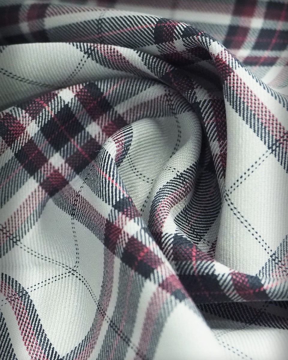 Men’s Light Grey, Black & Red Tartan Check Suit