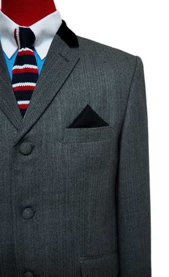 60s Mod Style Grey Herringbone Tweed Suit Modshopping Clothing