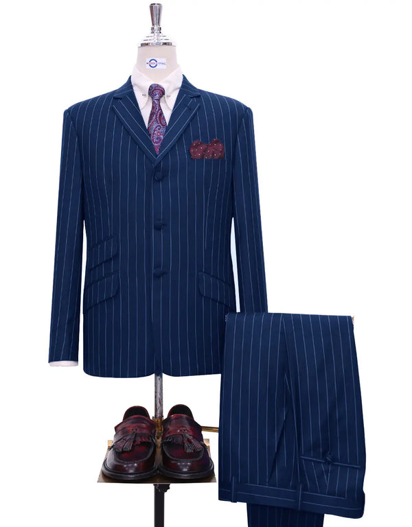 Copy of 60s Mod Style Navy Blue Pinstripe Suit Modshopping Clothing