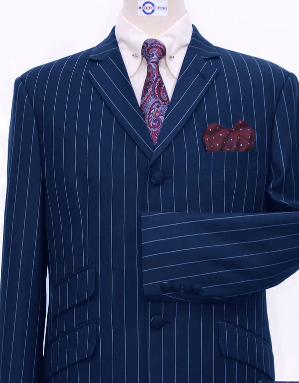 Copy of 60s Mod Style Navy Blue Pinstripe Suit Modshopping Clothing