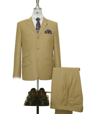 60s Style 3 Button Khaki Men | Jacket 38R & 32/32 Trouser Modshopping Clothing
