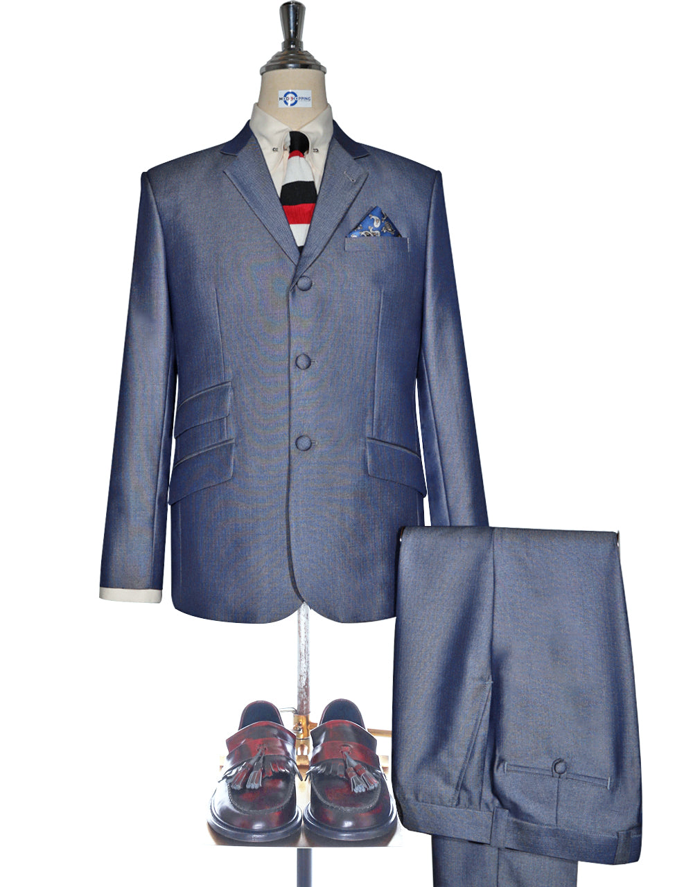60s Mod Style Blue Tonic Suit