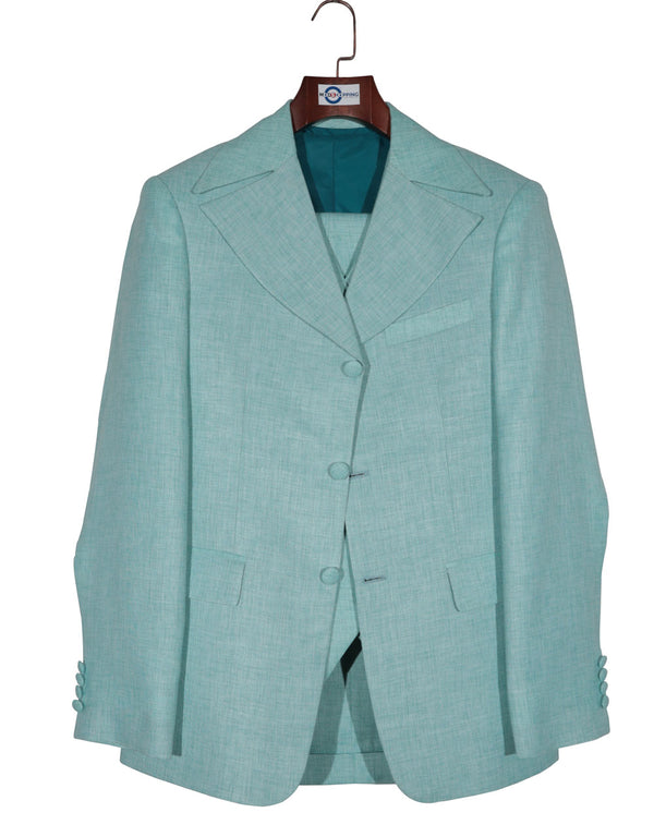 Linen Suit - 60s Vintage Style Mint Green Linen Suit