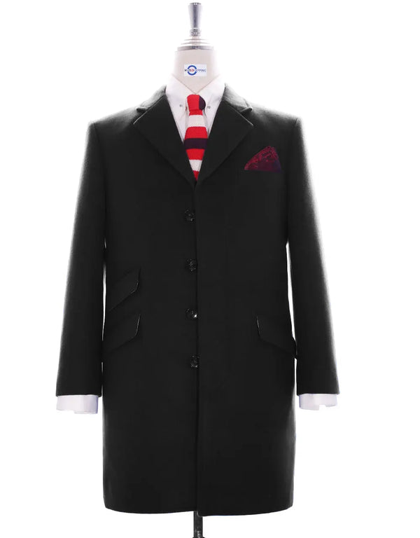 Black Overcoat | Tailor Made Mod Fashion Original Vintage Long Wool Overcoat Modshopping Clothing