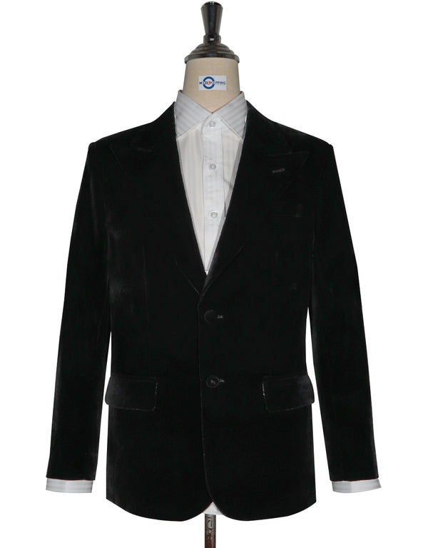 2Button Jacket - Black Velvet Jacket For Men