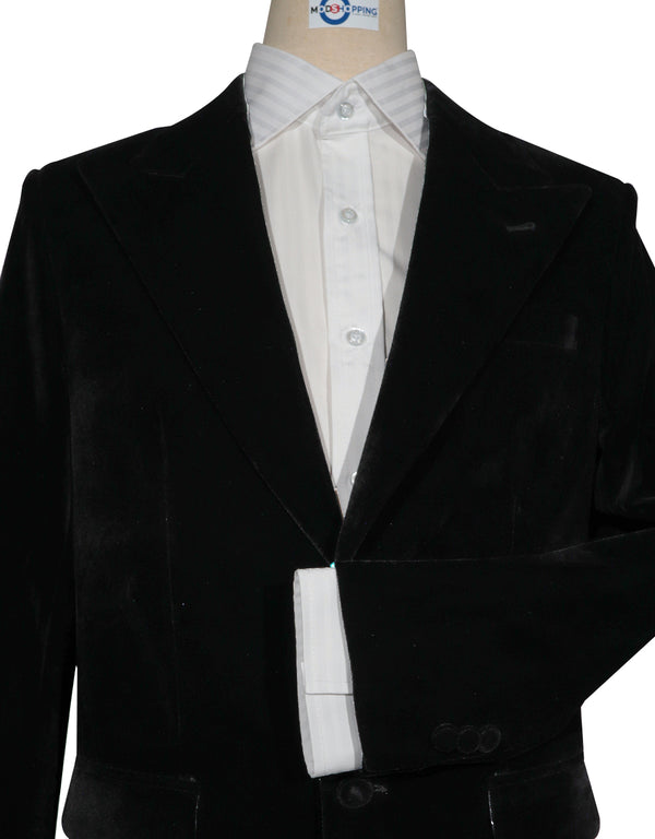 2Button Jacket - Black Velvet Jacket For Men