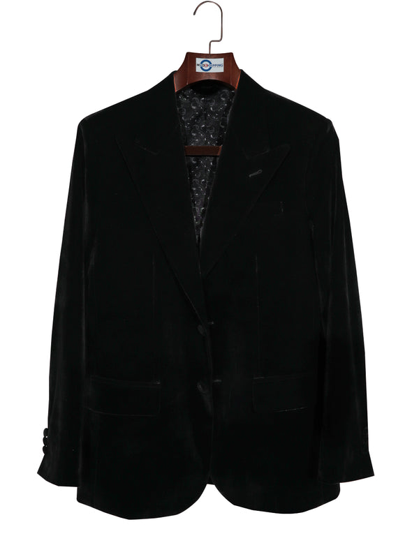 2Button Jacket - Black Velvet Jacket For Men