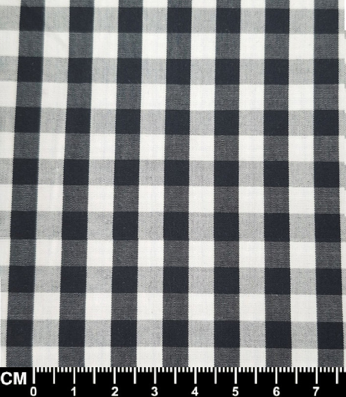 Black Gingham Check Short Sleeve Fabric