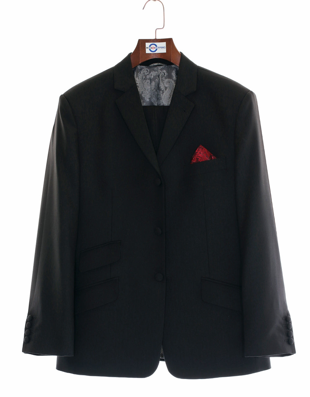 Men’s Mod Style Black Herringbone Suit