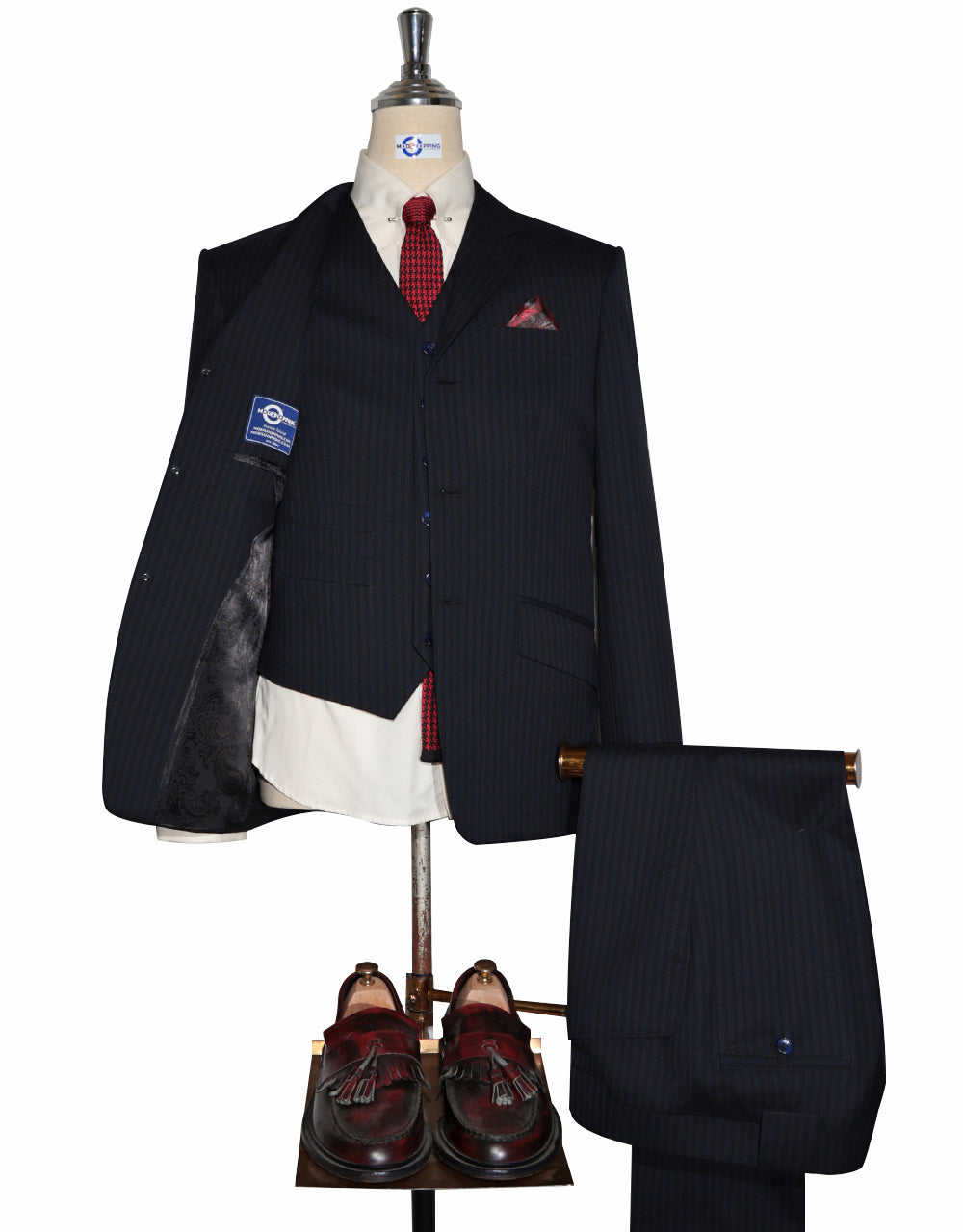 Executive 3-Piece Suit – Black & Navy Stripe Suit