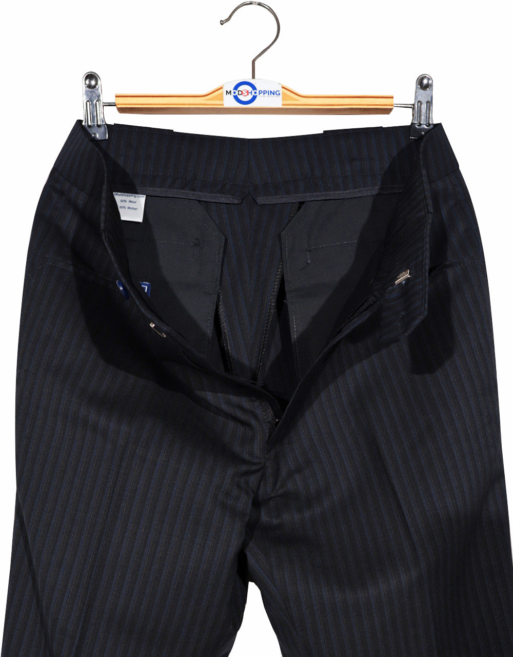 Black and Navy Blue Striped Suit