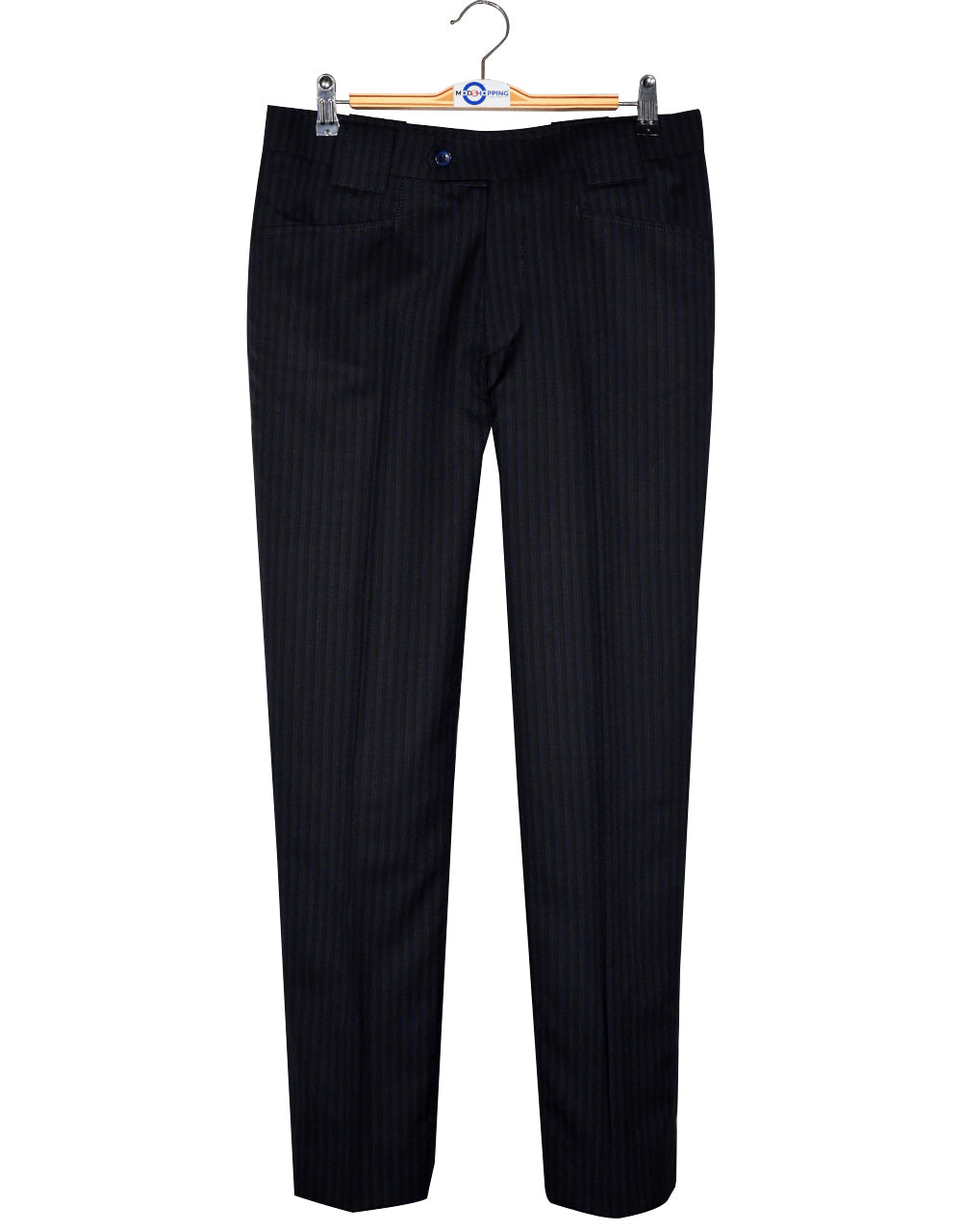 Black and Navy Blue Striped Suit