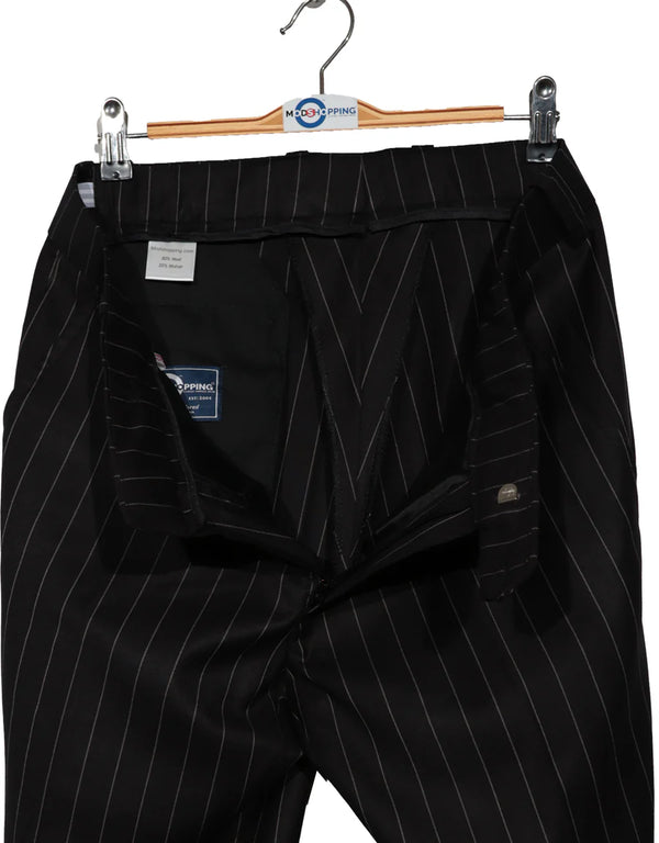 This Suit Only - Black and White Pinstripe 3 Piece Suit Size 38R Trouser 34/30