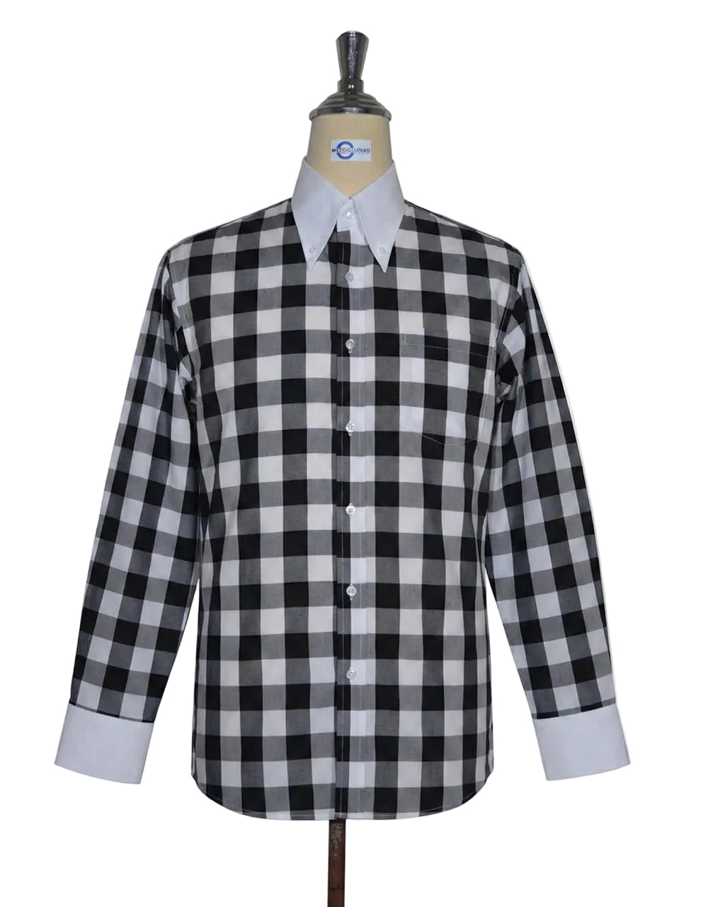 Black Gingham Button-Down Dress Shirt