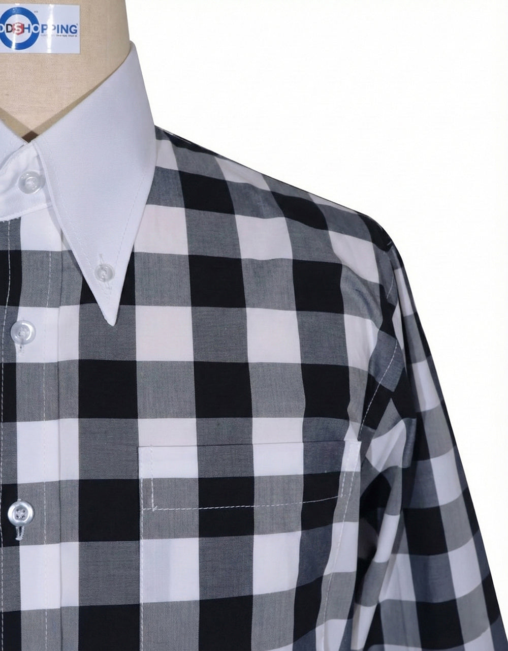 Black Gingham Button-Down Dress Shirt