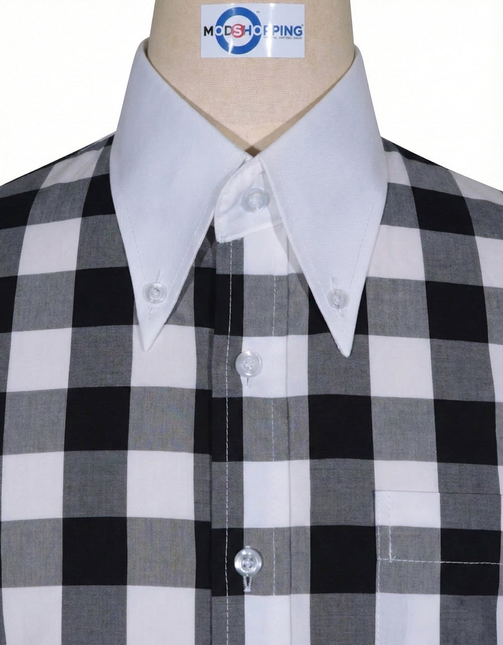Black Gingham Button-Down Dress Shirt