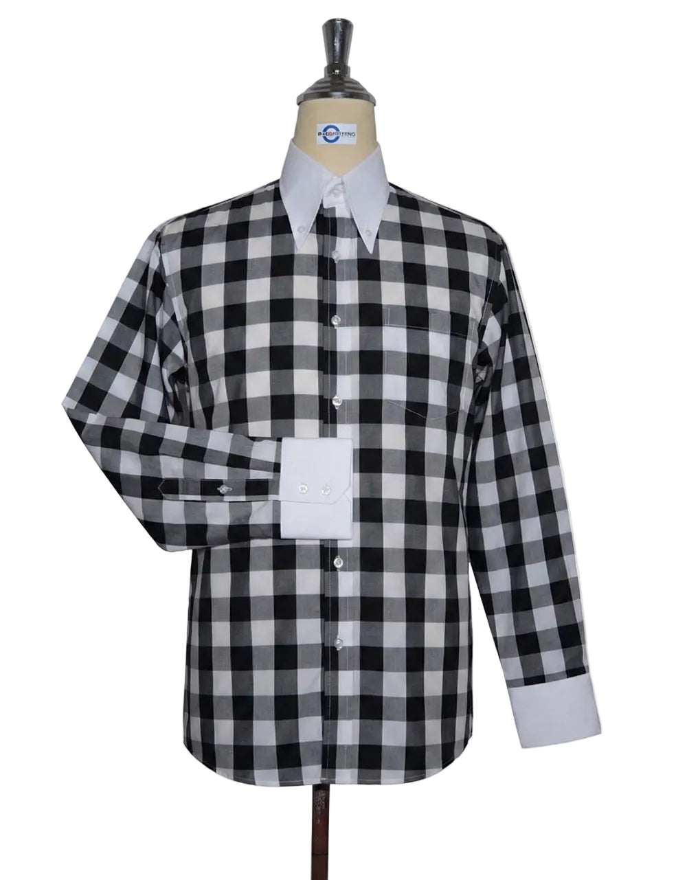 Black Gingham Button-Down Dress Shirt