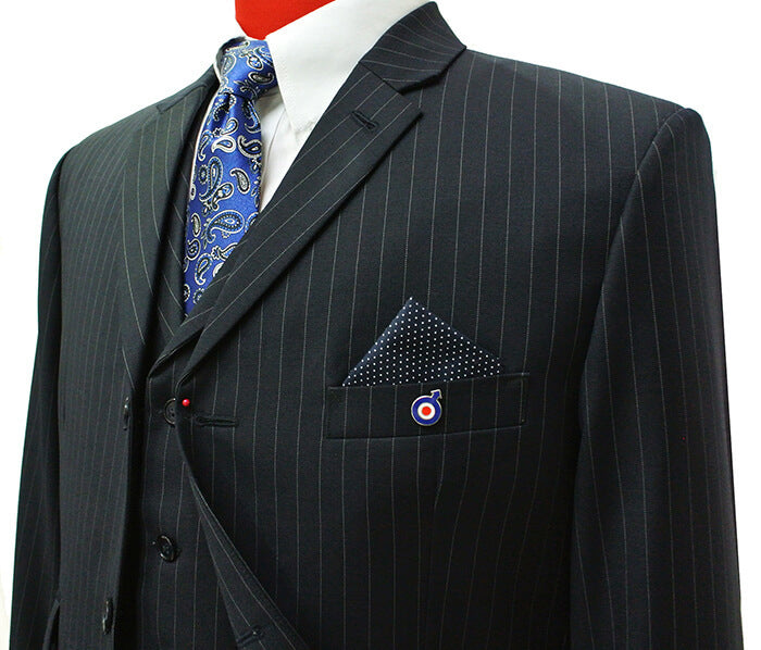Black and White Pinstripe Suit