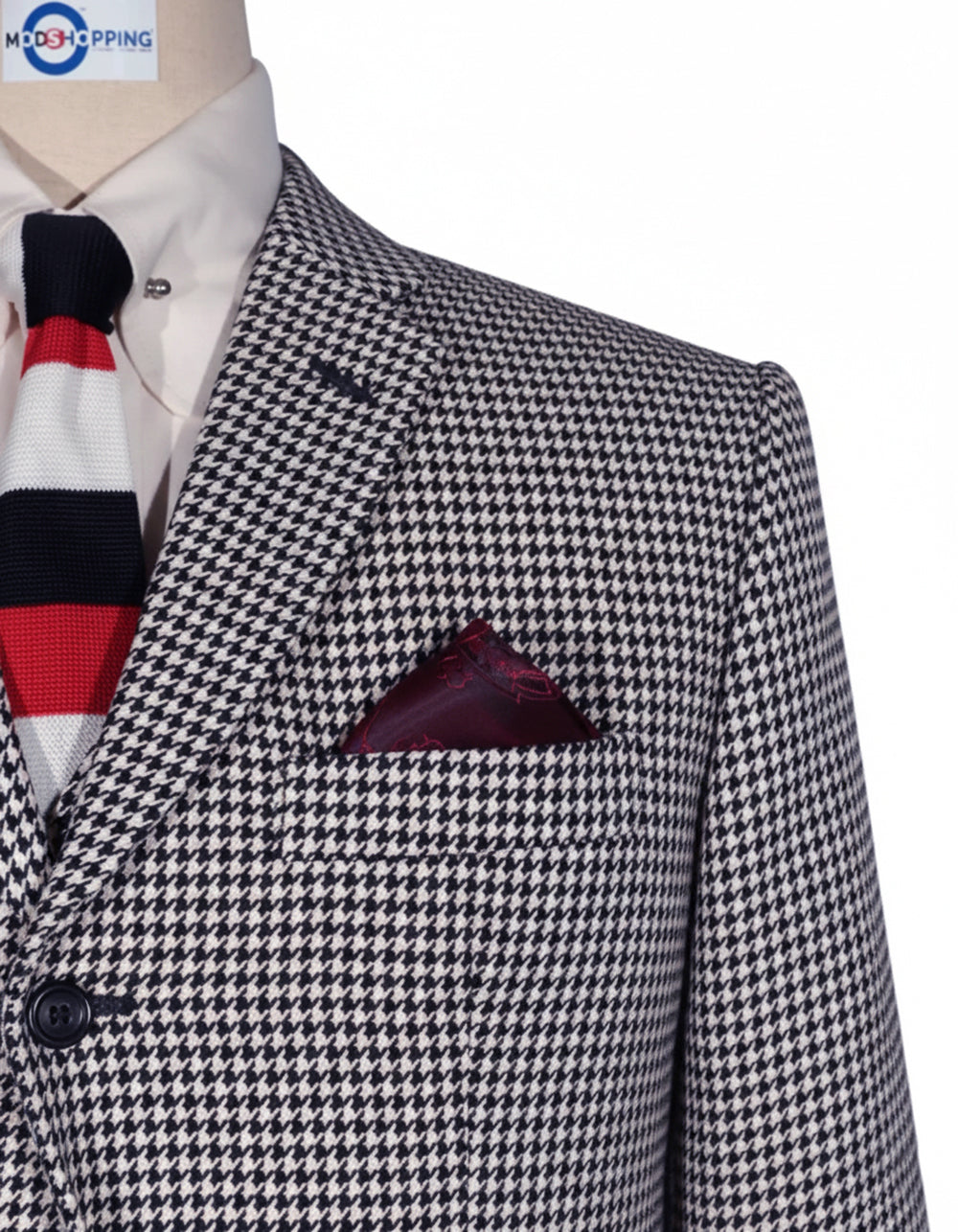 Black & White Houndstooth Three-Piece Suit