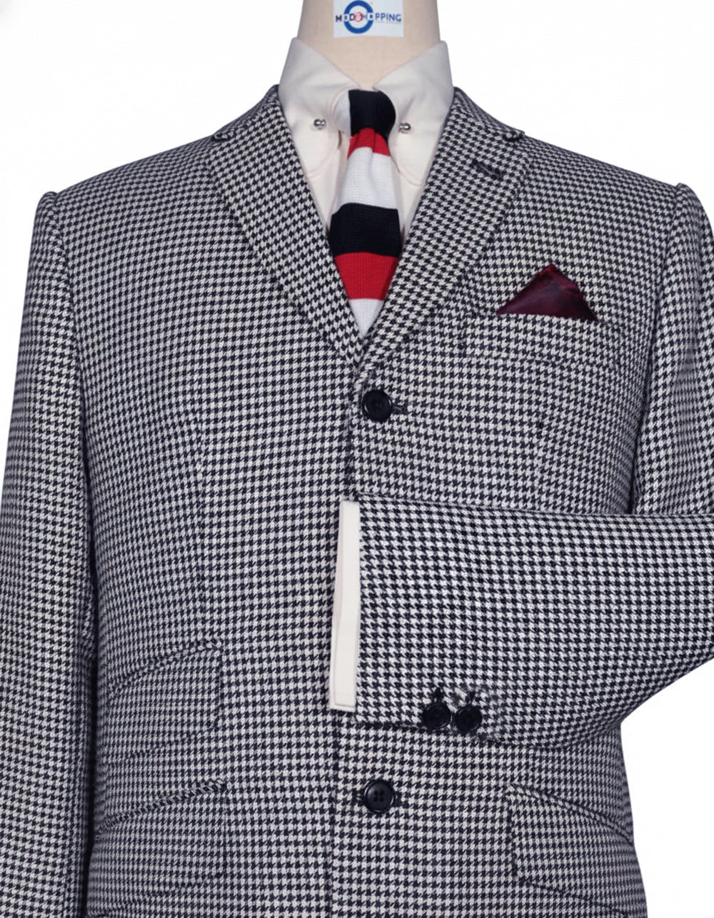 Black & White Houndstooth Three-Piece Suit