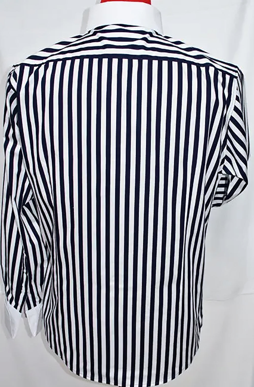 Black and Whie Stripe Pin Collar Shirt