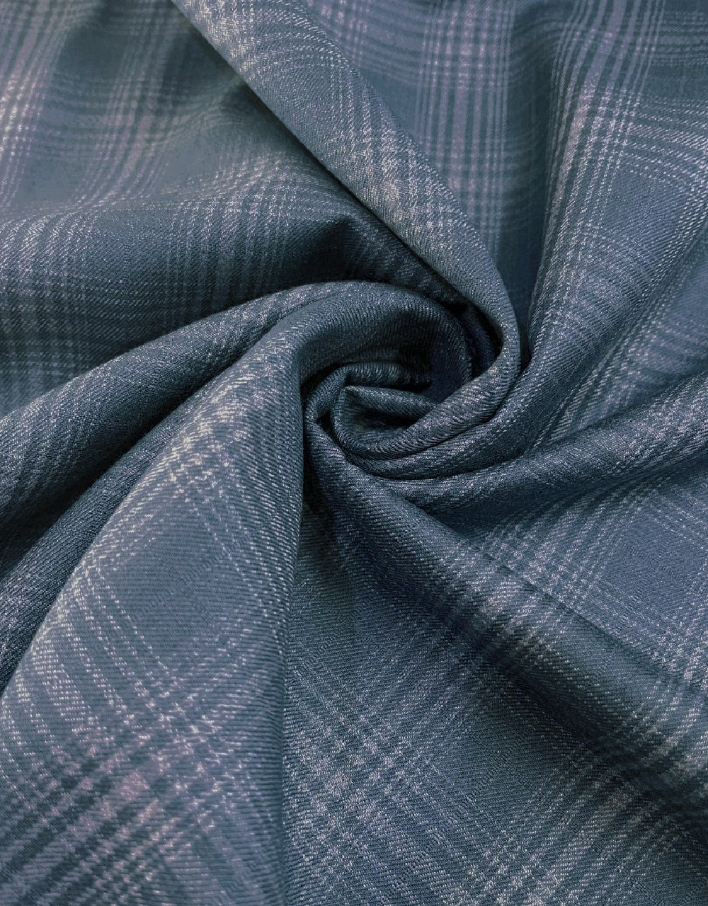 Blue Grey and Light Grey Plaid Check Fabric