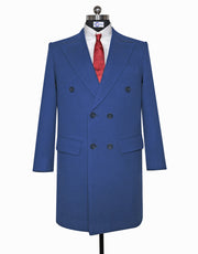 Blue Double Breasted Long Coat