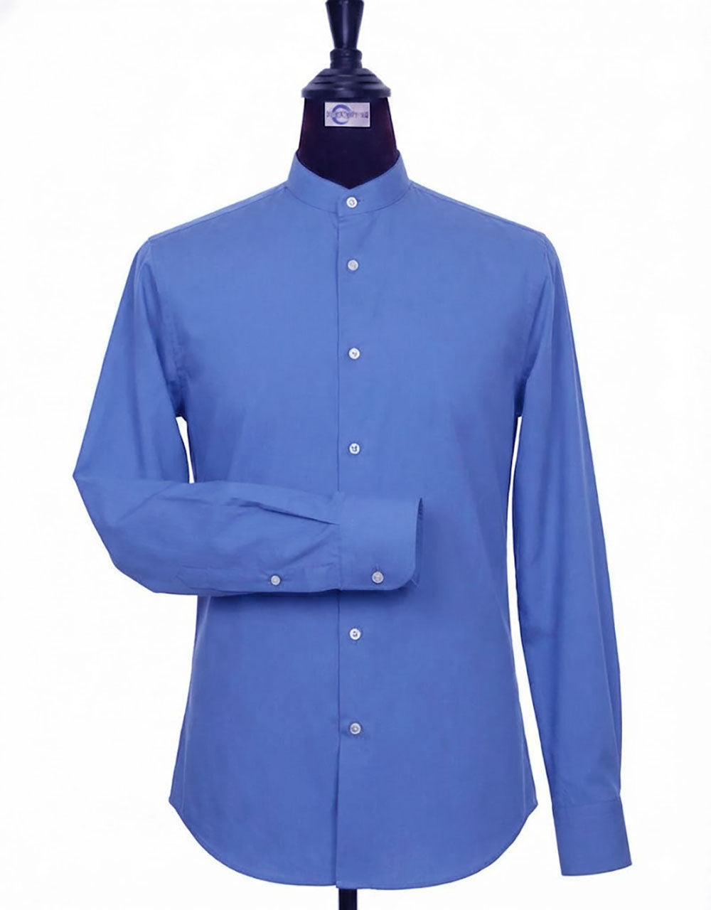 Blue Mandarin Collar Shirt
