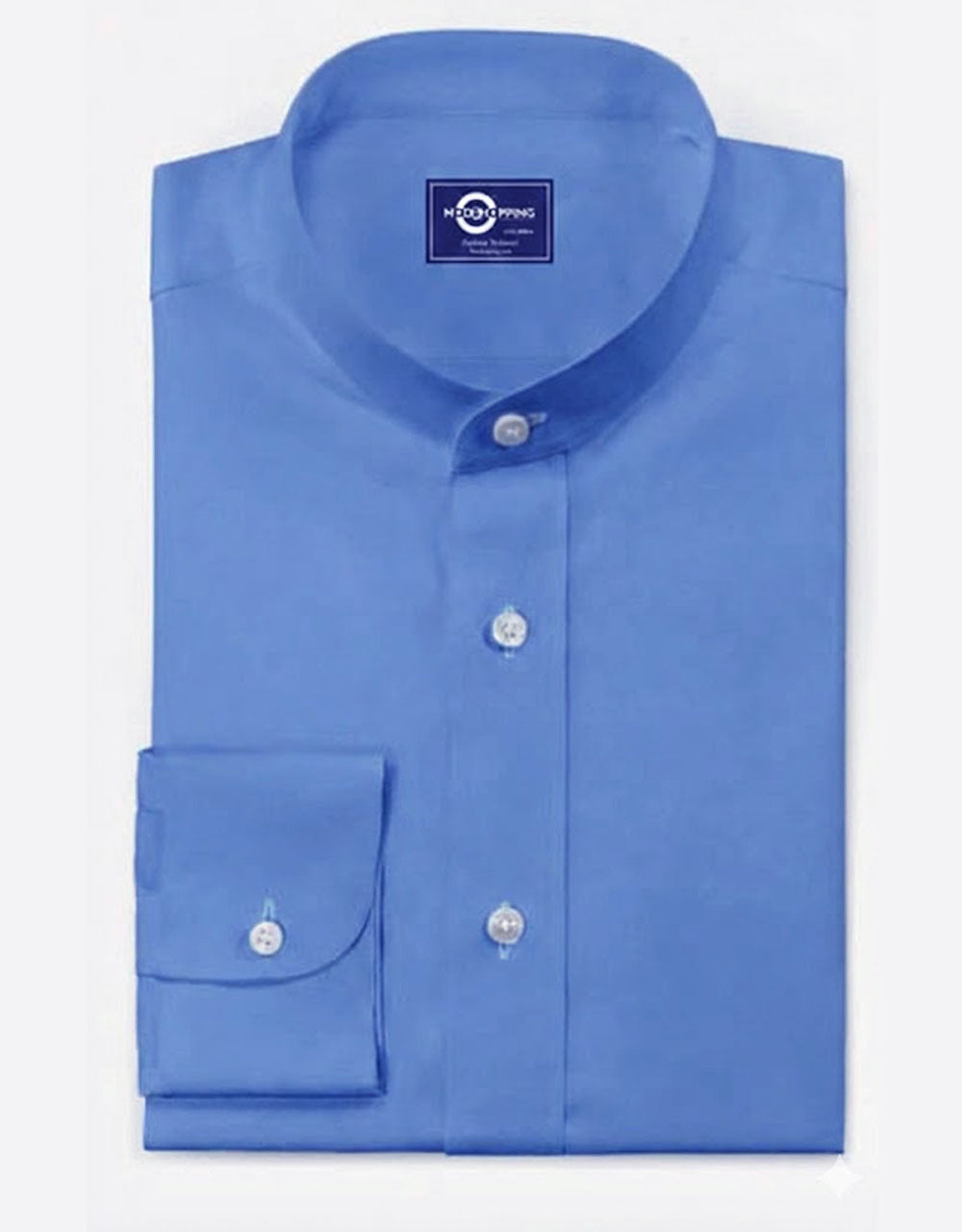 Blue Mandarin Collar Shirt