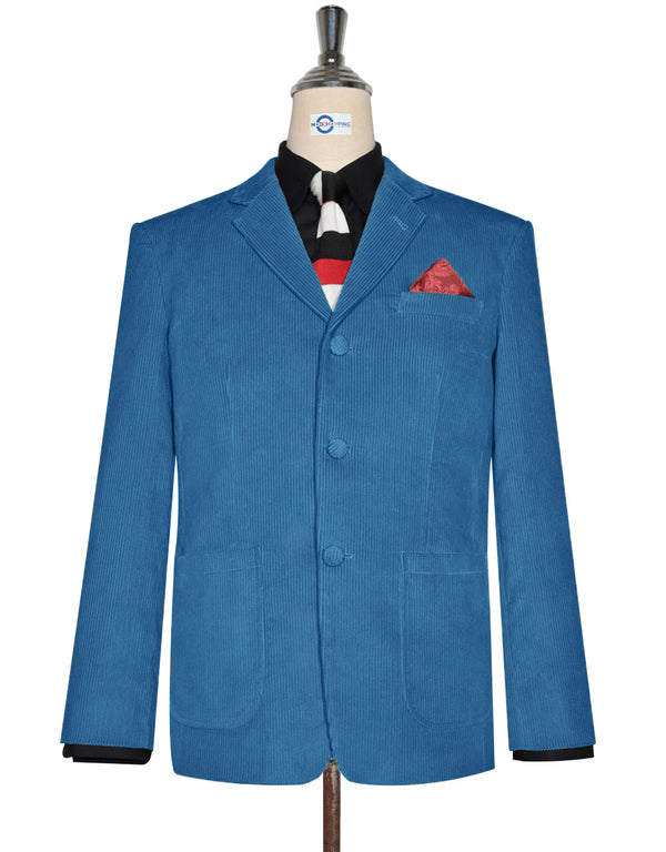 Corduroy Jacket -  Deep Sky Blue Corduroy Jacket