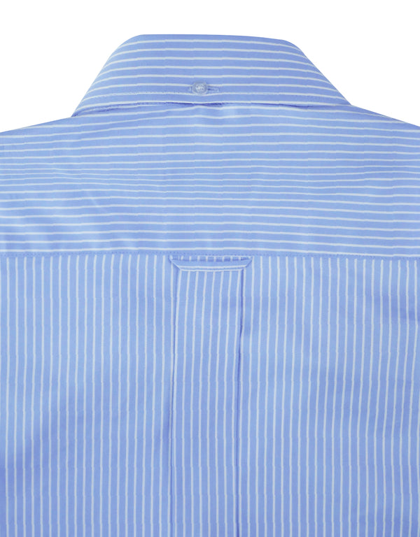 Button Down Collar Shirt - Sky Blue Candy Stripe Shirt