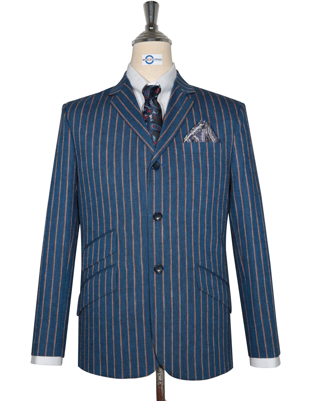 Blue and Orange Striped Blazer