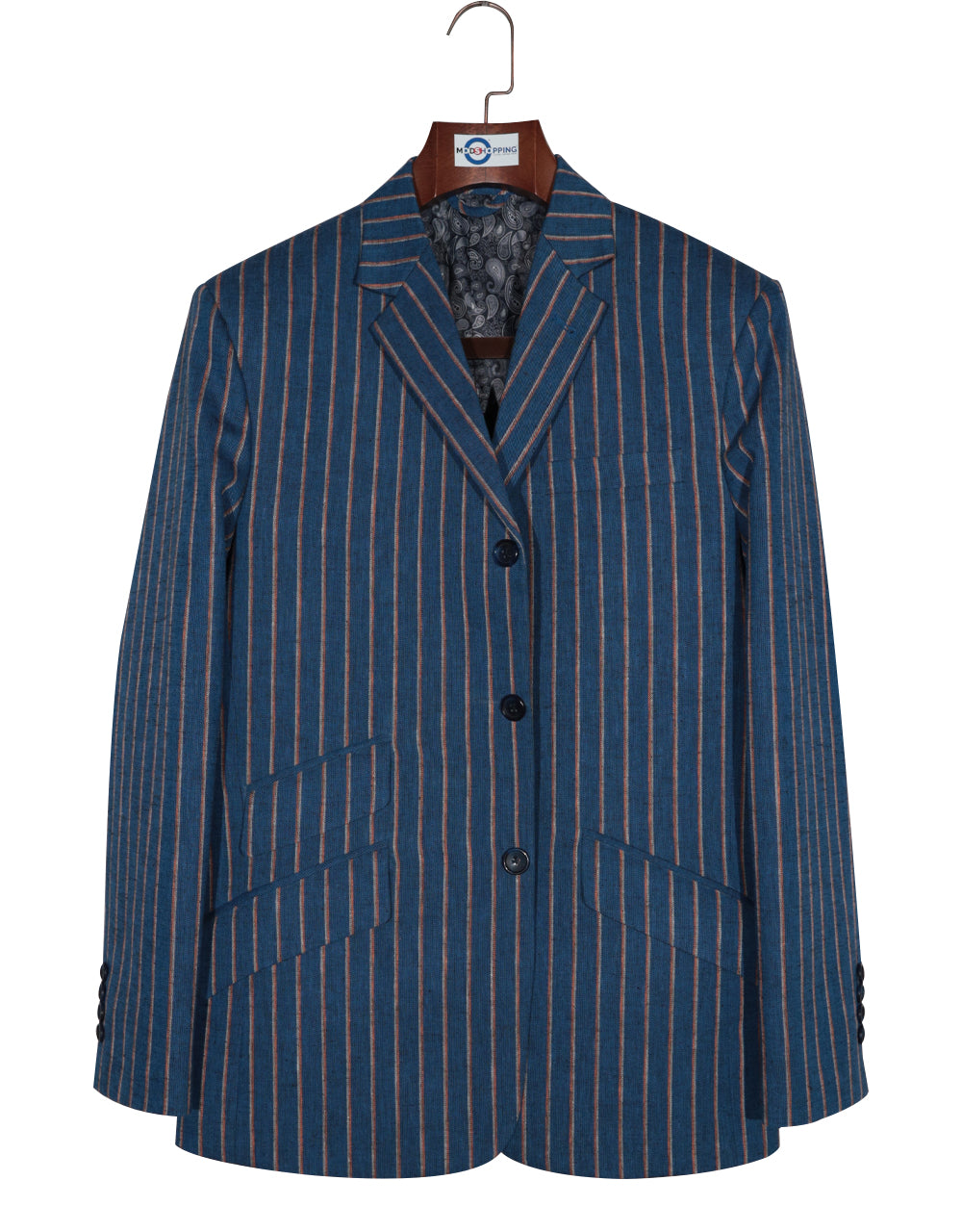 Blue and Orange Striped Blazer