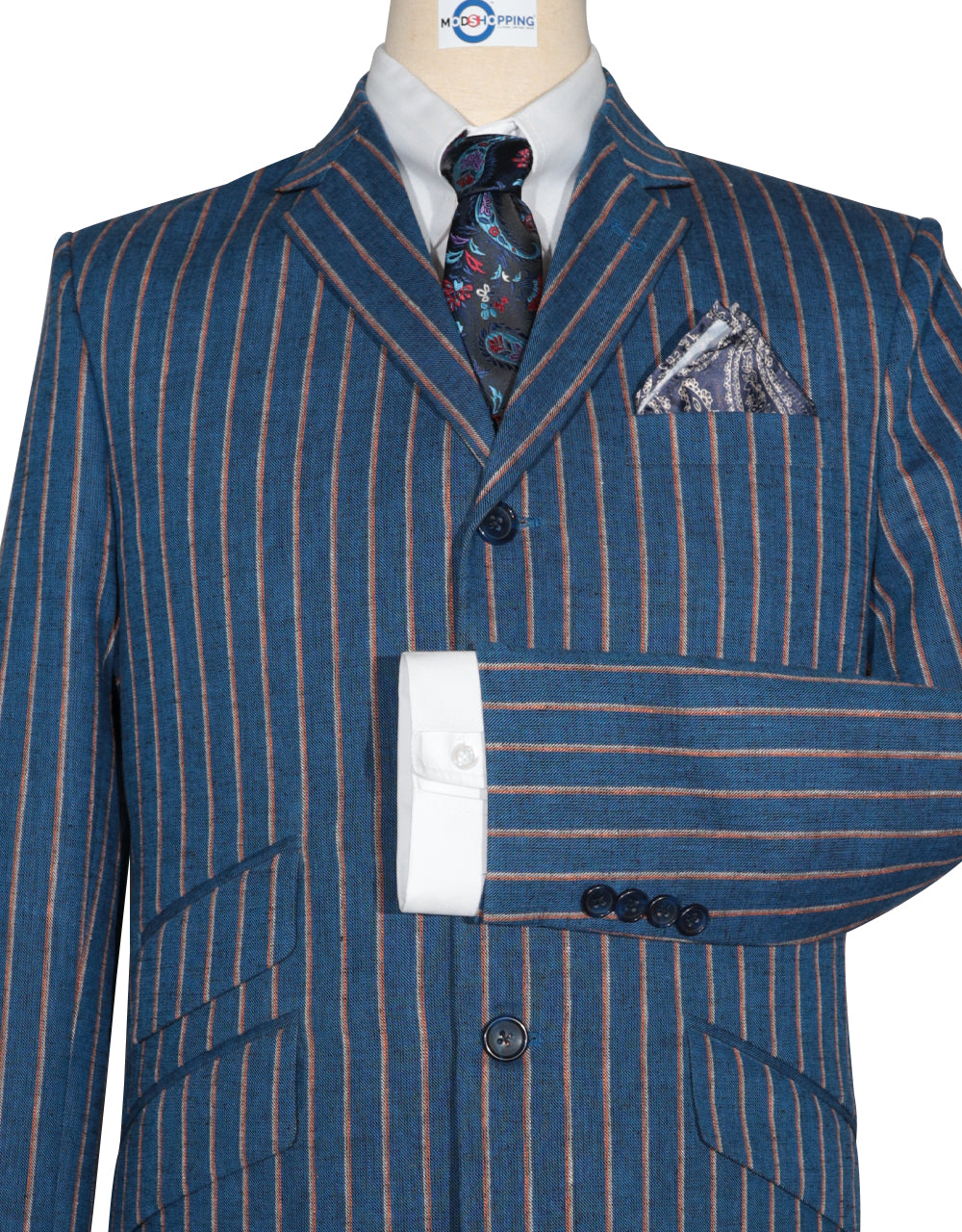 Blue and Orange Striped Blazer