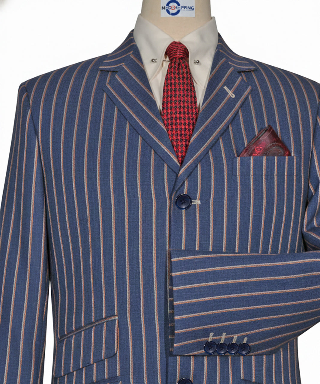 Blue and Orange Striped Suit