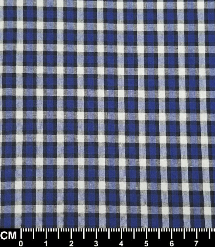 Blue and White Gingham Short Sleeve Fabric