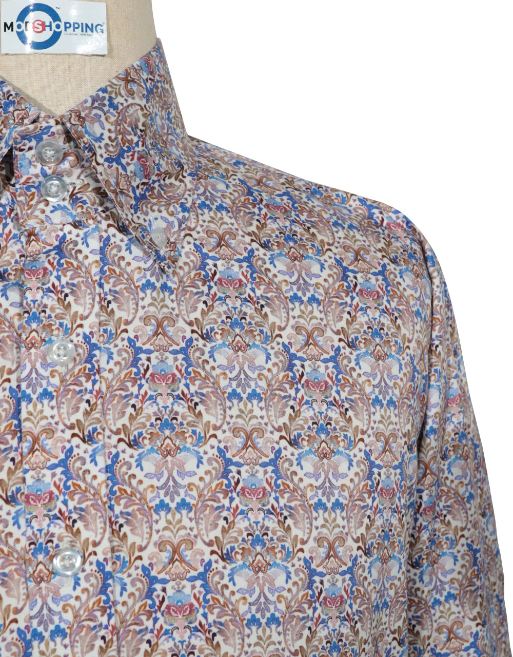 Paisley Shirt - Brown and Blue Floral Shirt