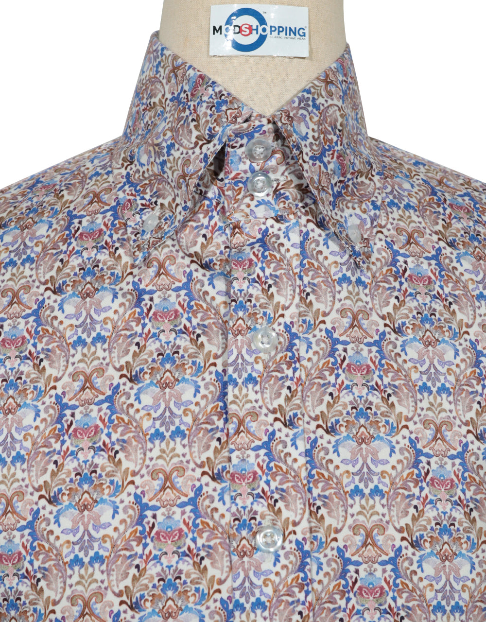 Paisley Shirt - Brown and Blue Floral Shirt