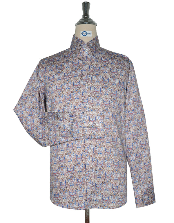 This Shirt Only - Brown and Blue Floral Shirt Size M