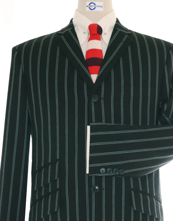 Boating Blazer | Black and Green Striped Blazer Modshopping Clothing