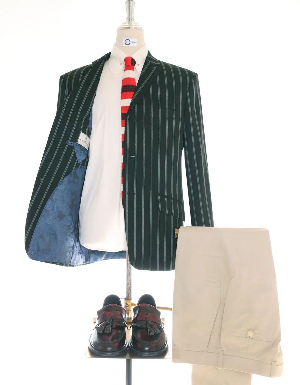 Boating Blazer | Black and Green Striped Blazer Modshopping Clothing