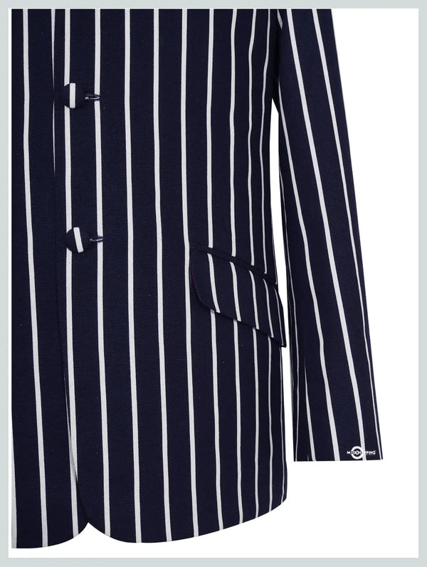 Boating Blazer | Dark Navy Blue Striped Blazer For Man Modshopping Clothing