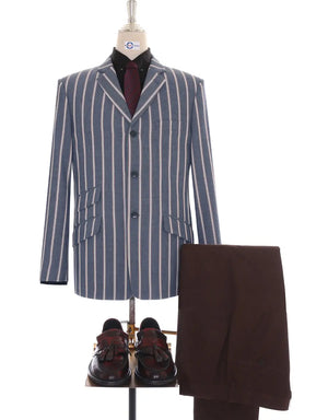 Boating Blazer | Light Grey and White Striped Blazer Modshopping Clothing