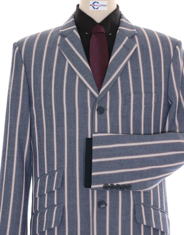 Boating Blazer | Light Grey and White Striped Blazer Modshopping Clothing