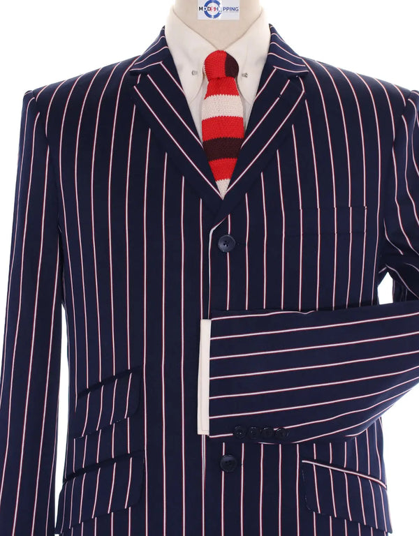 Boating Blazer | Navy Blue and White Striped Blazer Modshopping Clothing