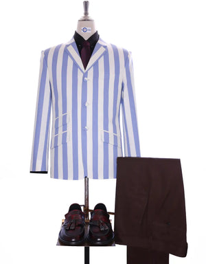 Boating Blazer | Sky Blue and White Striped Jacket Modshopping Clothing