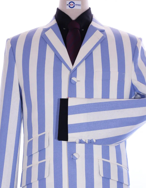 Boating Blazer | Sky Blue and White Striped Jacket Modshopping Clothing
