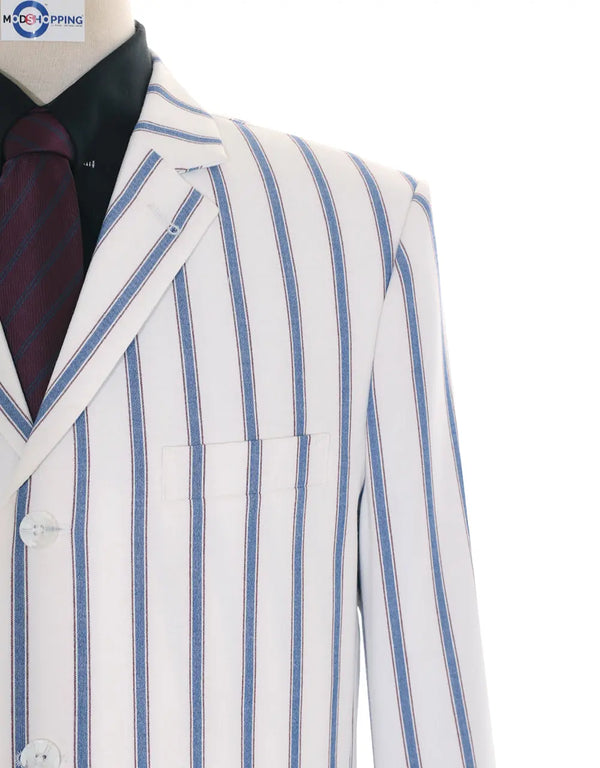 Boating Blazer | White and Blue Striped Blazer Modshopping Clothing