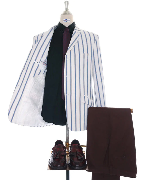 Boating Blazer | White and Blue Striped Blazer Modshopping Clothing