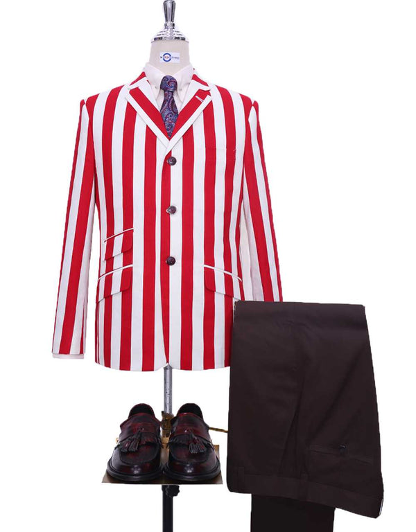 Boating Blazer | White and Red Stripe Jacket Modshopping Clothing
